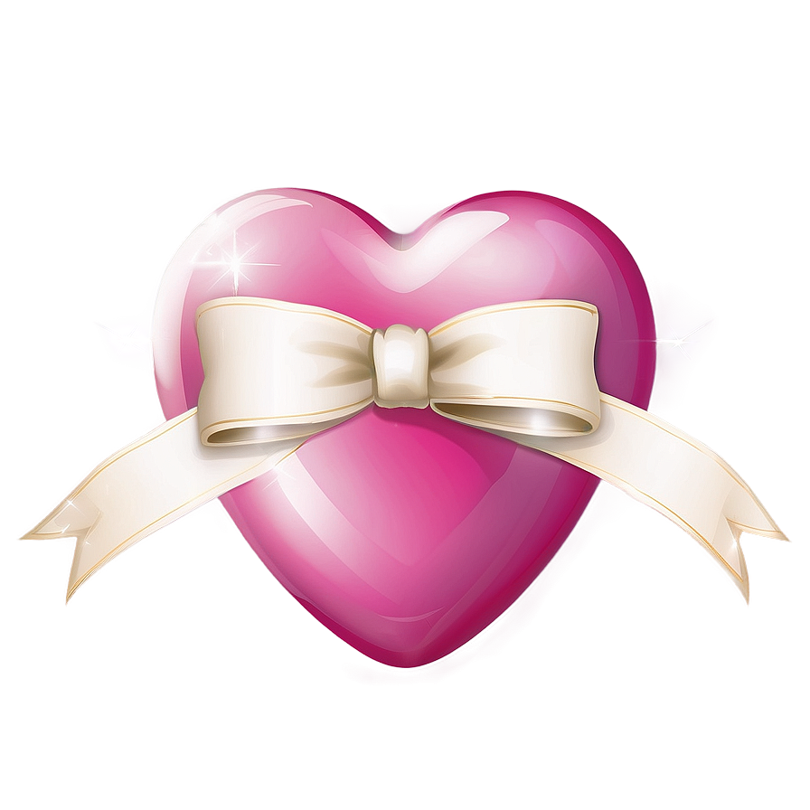 Pink Heart With Ribbon Png 05232024