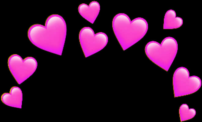 Pink Hearts Black Background PNG with transparent background
