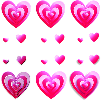 Pink_ Hearts_ Collection_ Vector PNG with transparent background