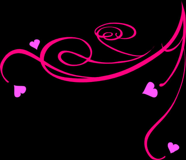 Pink Hearts Decorative Lineon Black Background PNG image with a transparent background, free high-resolution download