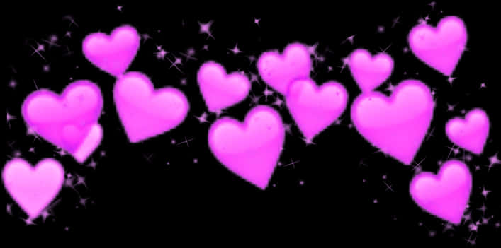 Pink Hearts Glowing Stars Background