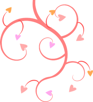 Pink Heartsand Swirls Pattern PNG with transparent background