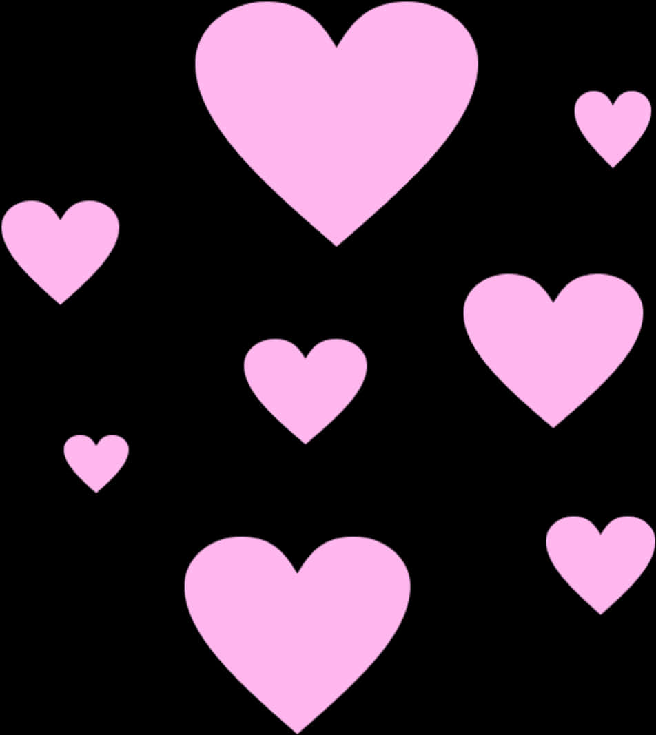 Pink Heartson Black Background PNG with transparent background