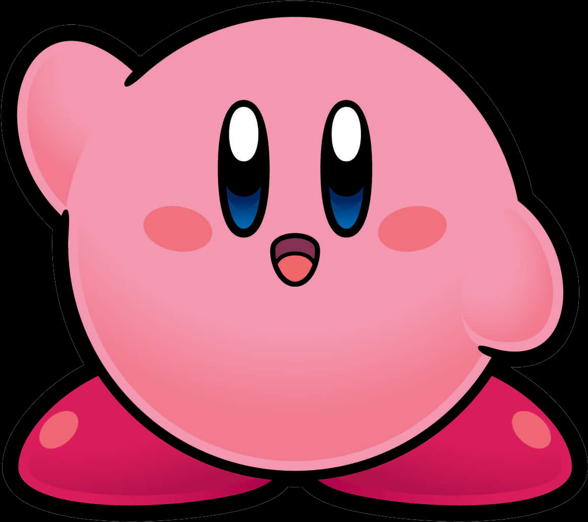 Pink_ Kirby_ Character_ Art PNG with transparent background