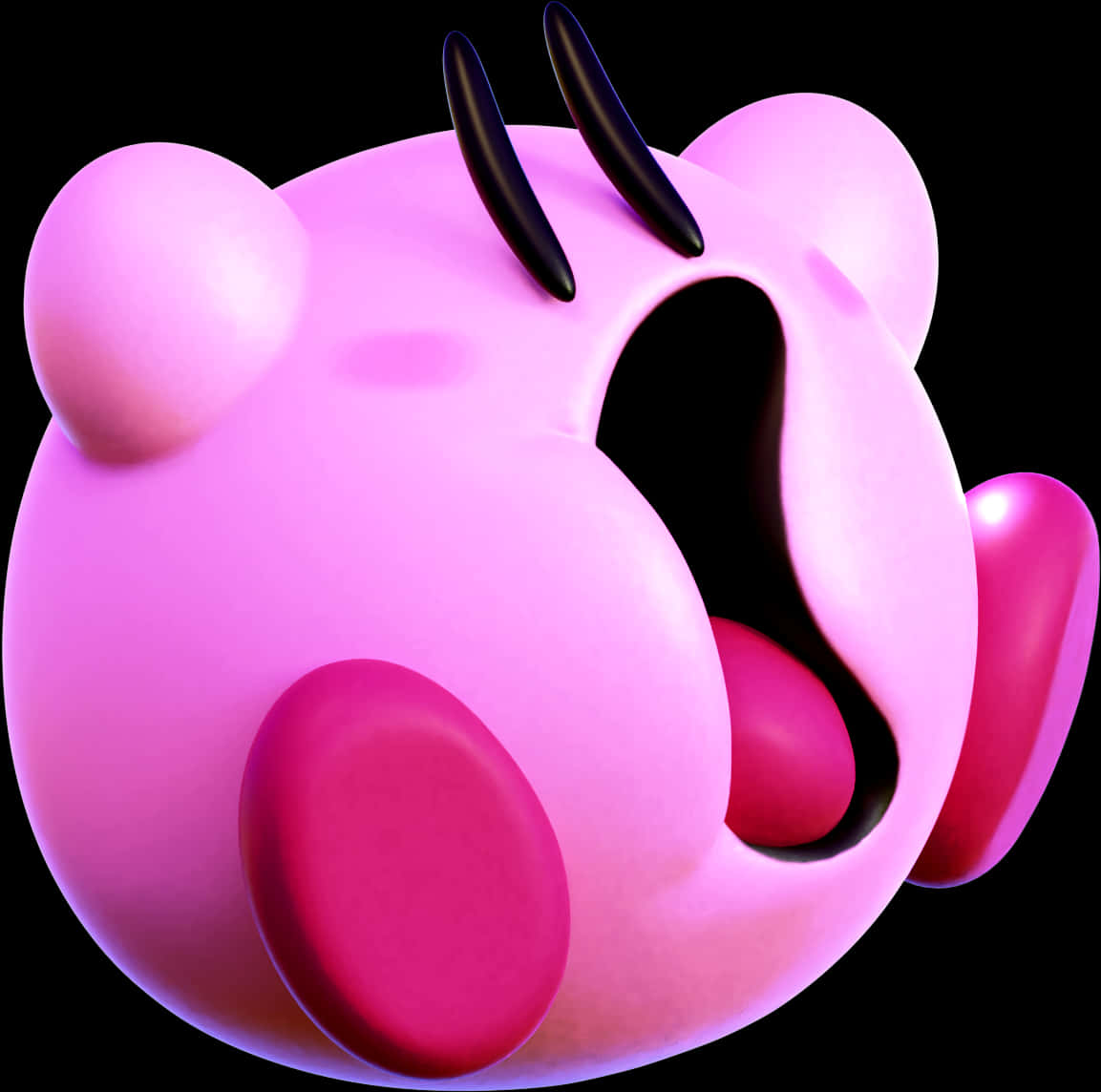Pink Kirby Character Render PNG with transparent background