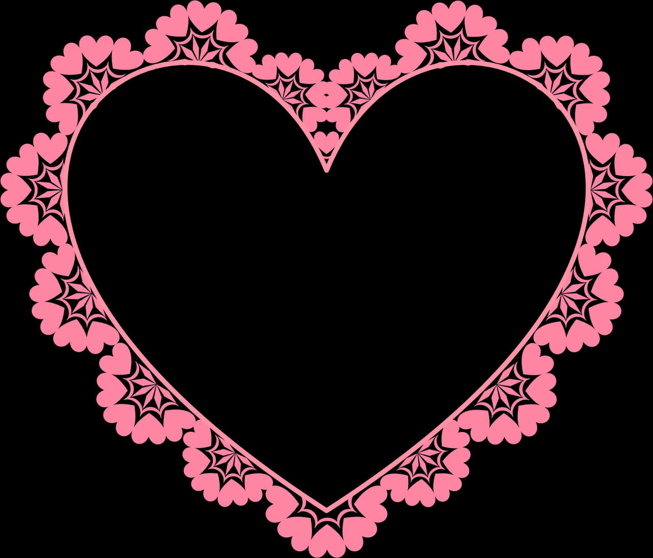 Pink Lace Heart Outline PNG with transparent background