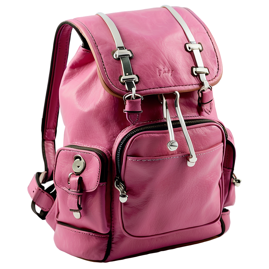 Pink Leather Backpack Png 50