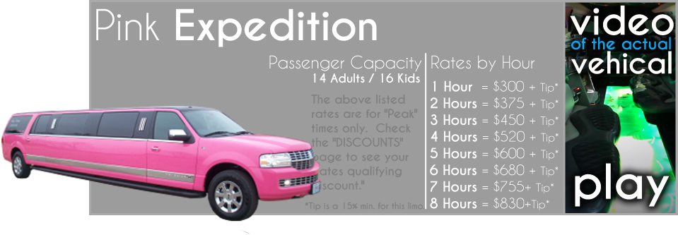 Pink Limousine Expedition Rental Details PNG with transparent background