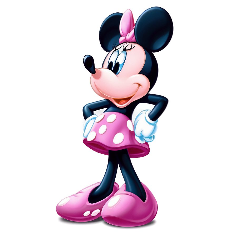 Pink Minnie Mouse Cute Pose Png 30