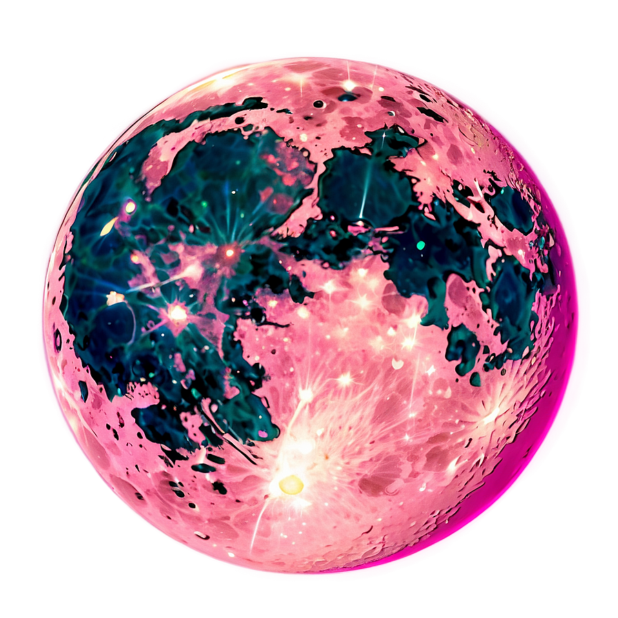 Pink Moon In Anime Style Png 36