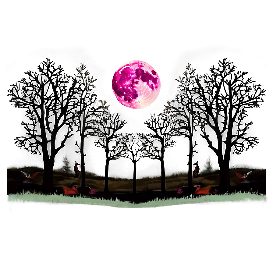 Pink Moon In Enchanted Forest Png 65