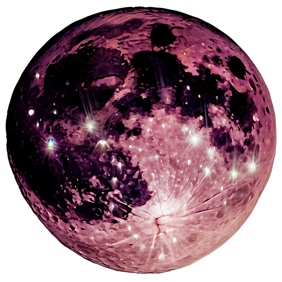 Pink Moon In Night Sky Png Mft