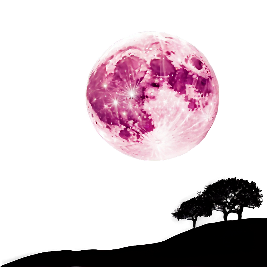 Pink Moon With Silhouette Landscape Png Rwu55