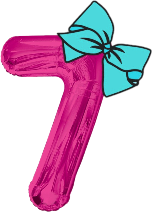 Pink Number7 Balloonwith Blue Bow