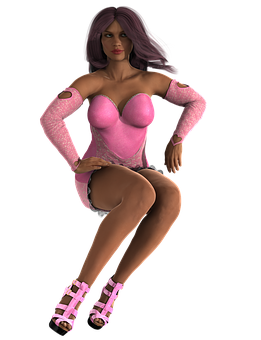 Pink Outfit3 D Model PNG with transparent background