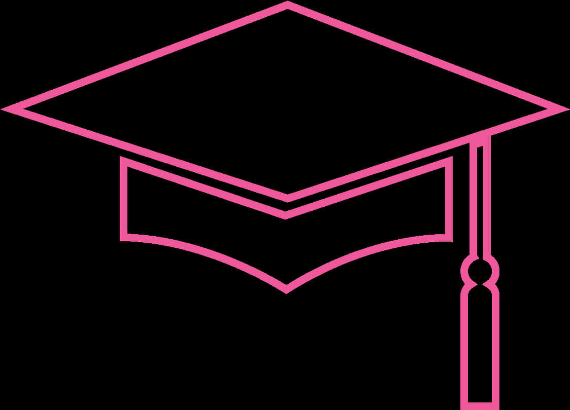 Pink Outline Graduation Cap Icon