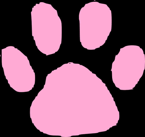 Pink Paw Print Black Background