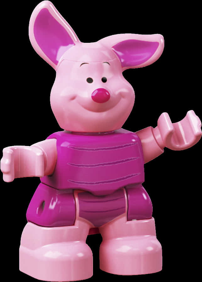 Pink Piglet Figure Smiling PNG with transparent background