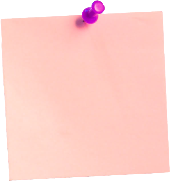 Pink Post It Notewith Purple Push Pin PNG with transparent background