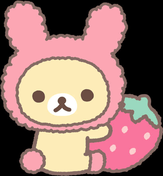Pink Rilakkuma Eating Donut PNG with transparent background
