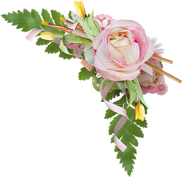 Pink_ Rose_ Bouquet_with_ Ribbons