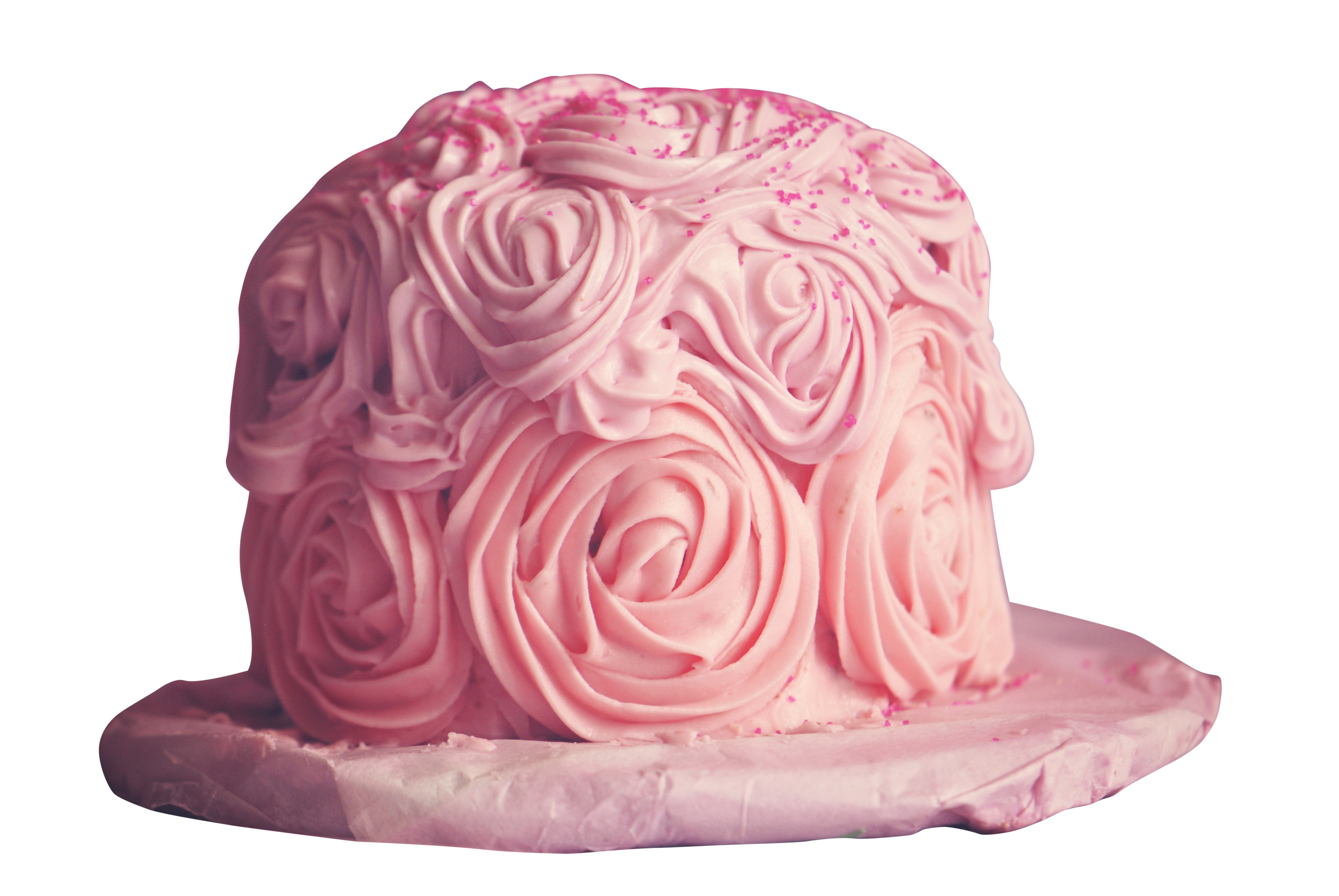 Pink Rose Frosting Cake PNG with transparent background