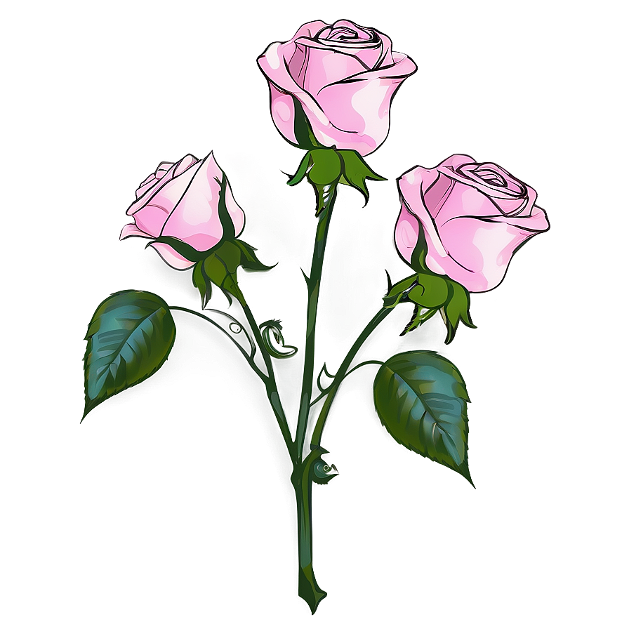 Pink Rose Sketch Png Qus70