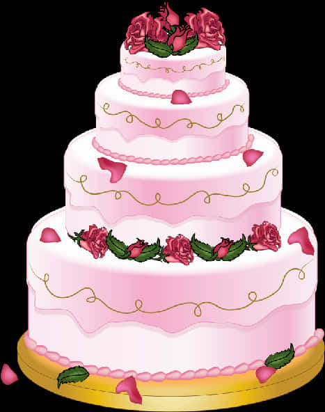 Pink Rose Tiered Cake