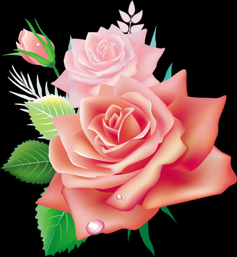 Pink Rose Vector Art