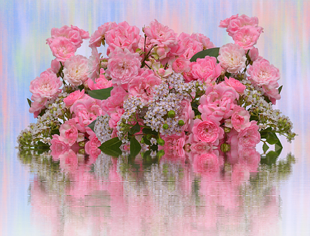 Pink Roses Reflection Arrangement PNG with transparent background