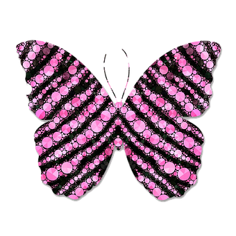 Pink Sequined Butterfly Graphic PNG with transparent background