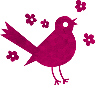 Pink Silhouette Bird Floral Background PNG with transparent background