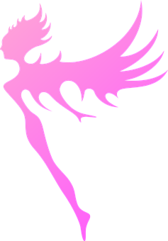 Pink Silhouette Fairy PNG with transparent background