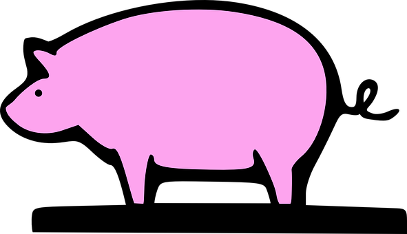 Pink Silhouette Pig Graphic PNG with transparent background