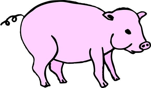 Pink Silhouette Pig Graphic