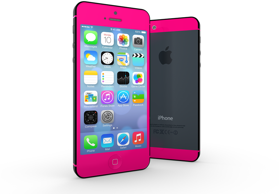 Pink Smartphone Dual View PNG with transparent background