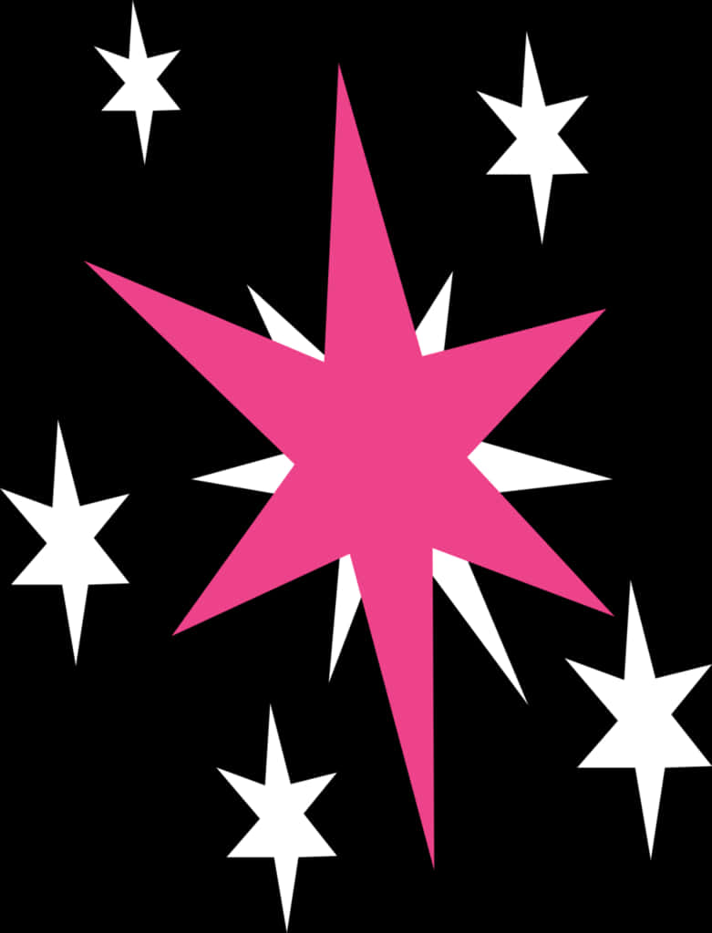 Pink Star Sparkles Black Background