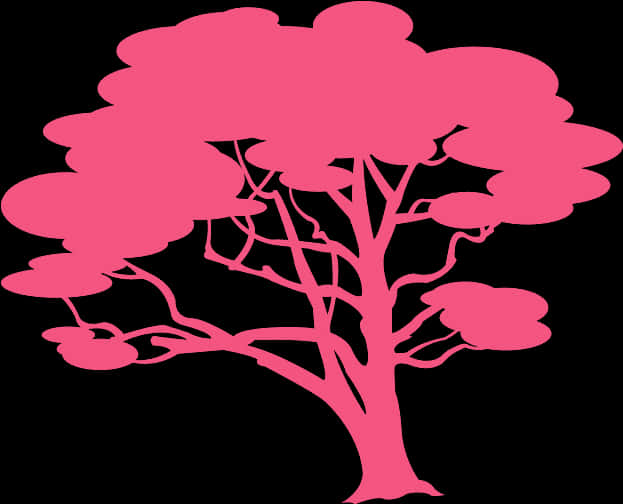 Pink Tree Silhouette PNG image with a transparent background, free high-resolution download