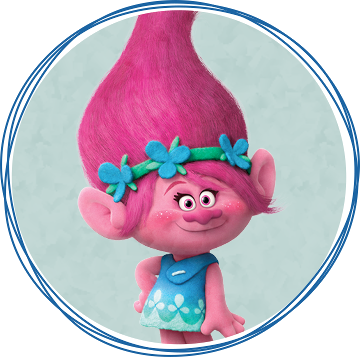 Pink Troll Character Circle Frame