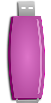 Pink U S B Flash Drive Vector PNG with transparent background