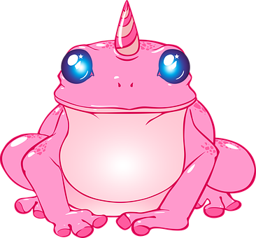 Pink Unicorn Frog Cartoon PNG with transparent background