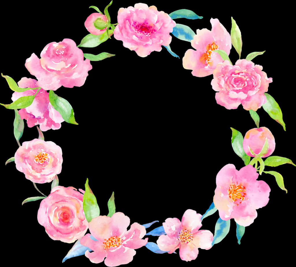 Pink Watercolor Floral Wreath