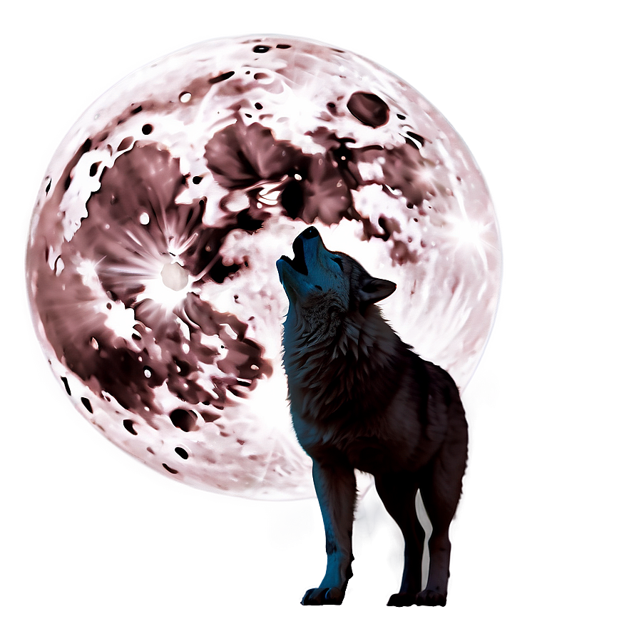 Pink Wolf Howling At Moon Png Itw56