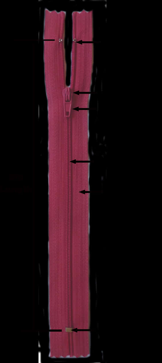 Pink Zipper Closed Black Background