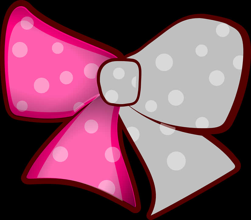 Pinkand Grey Polka Dot Bow Illustration