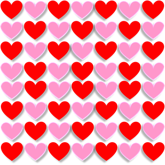 Pinkand Red Hearts Pattern PNG with transparent background