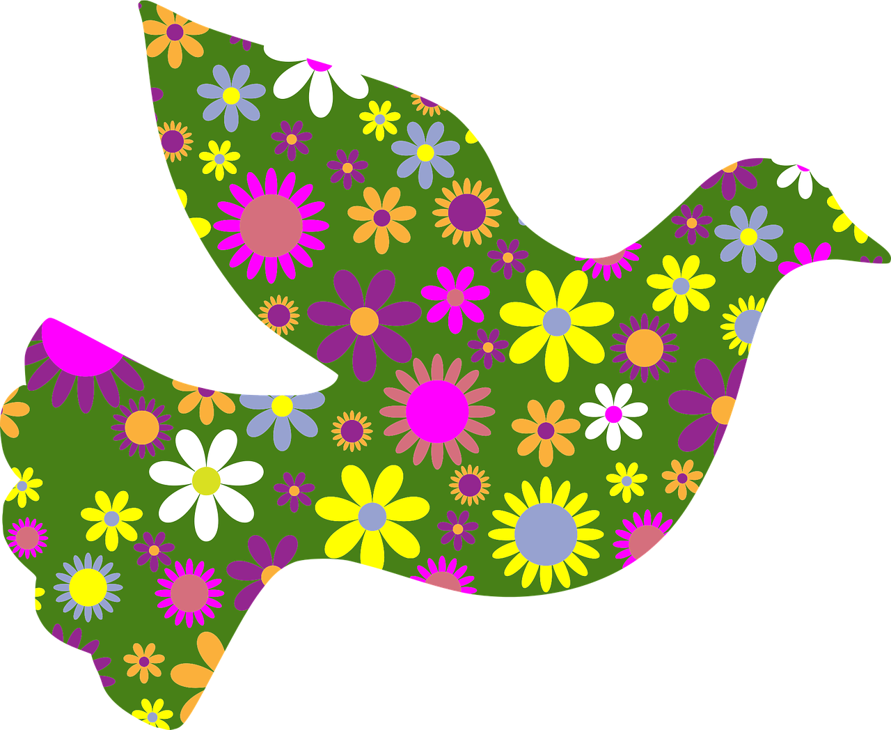 Pink,butterfly,flower - Dove Of Peace And Flowers, HD Png Download PNG with transparent background