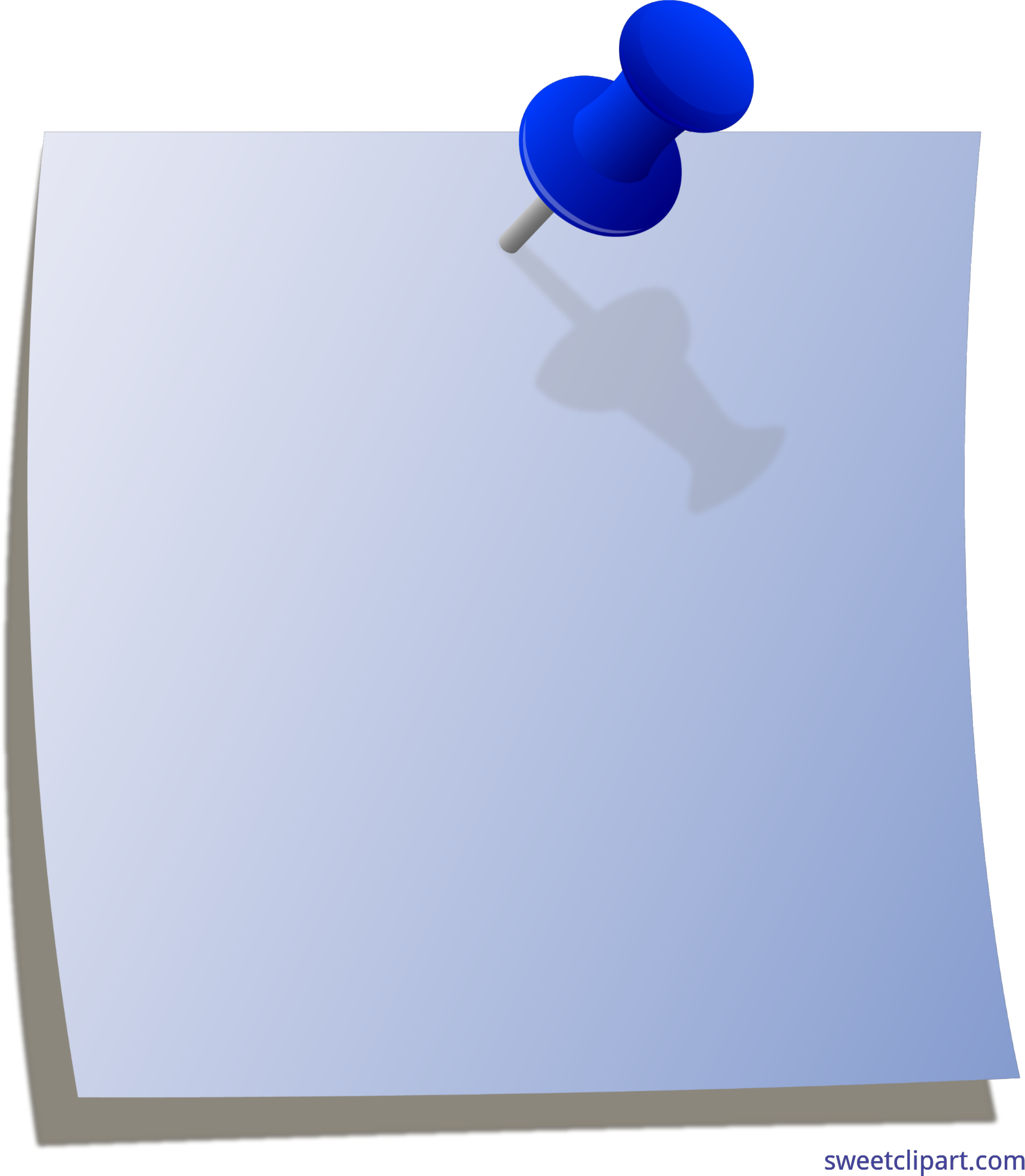Pinned Blank Note Paper PNG with transparent background