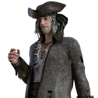 Pirate Captain Portrait PNG with transparent background