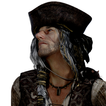 Pirate Captain Portrait PNG with transparent background